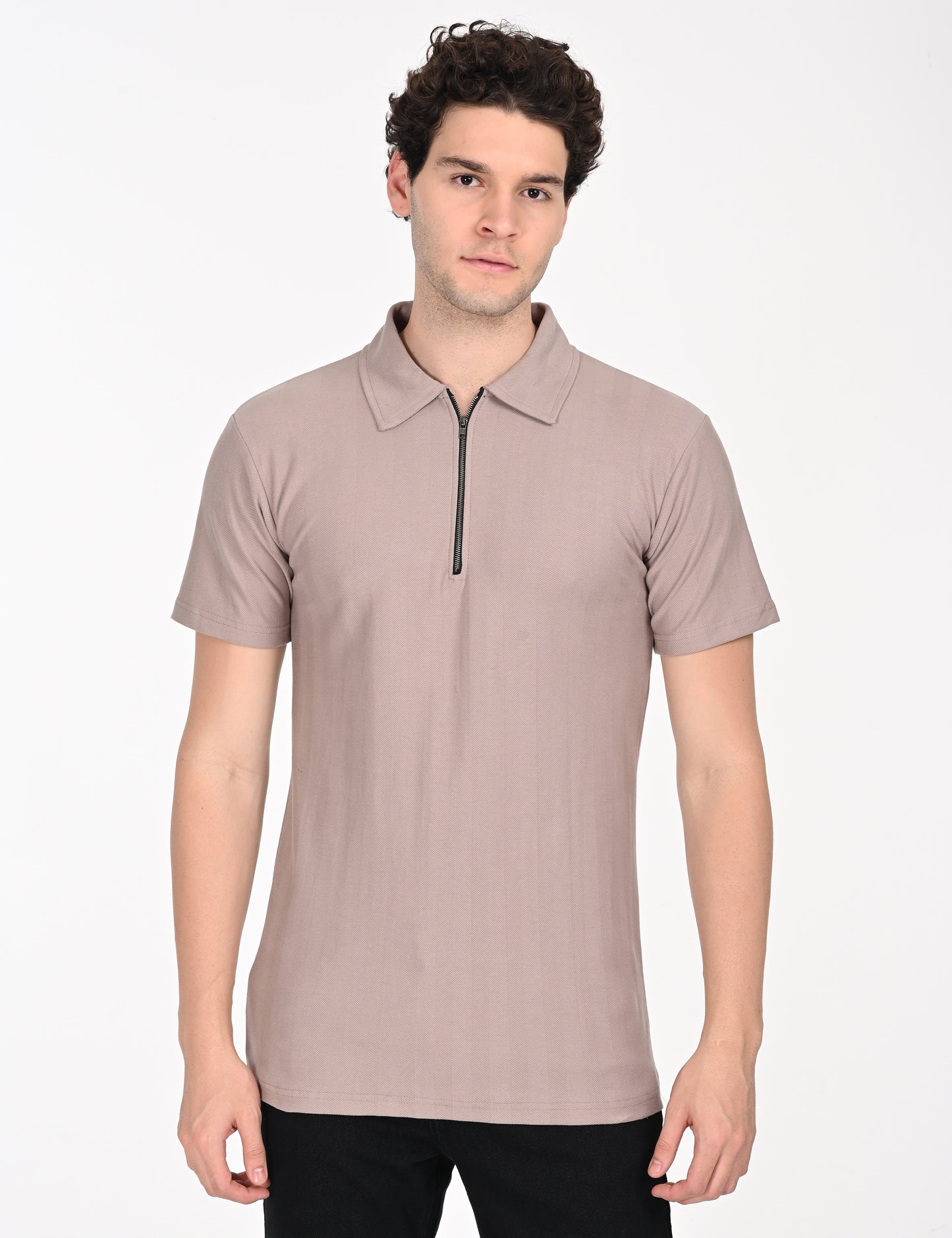 Imported Verticle Polo Zip T-shirt