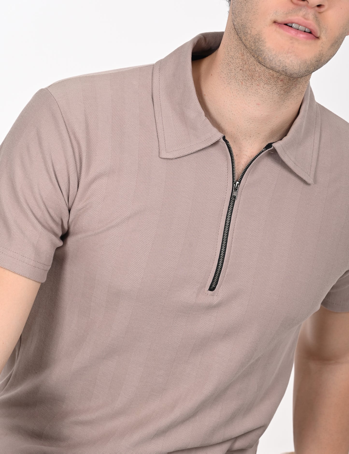 Imported Verticle Polo Zip T-shirt