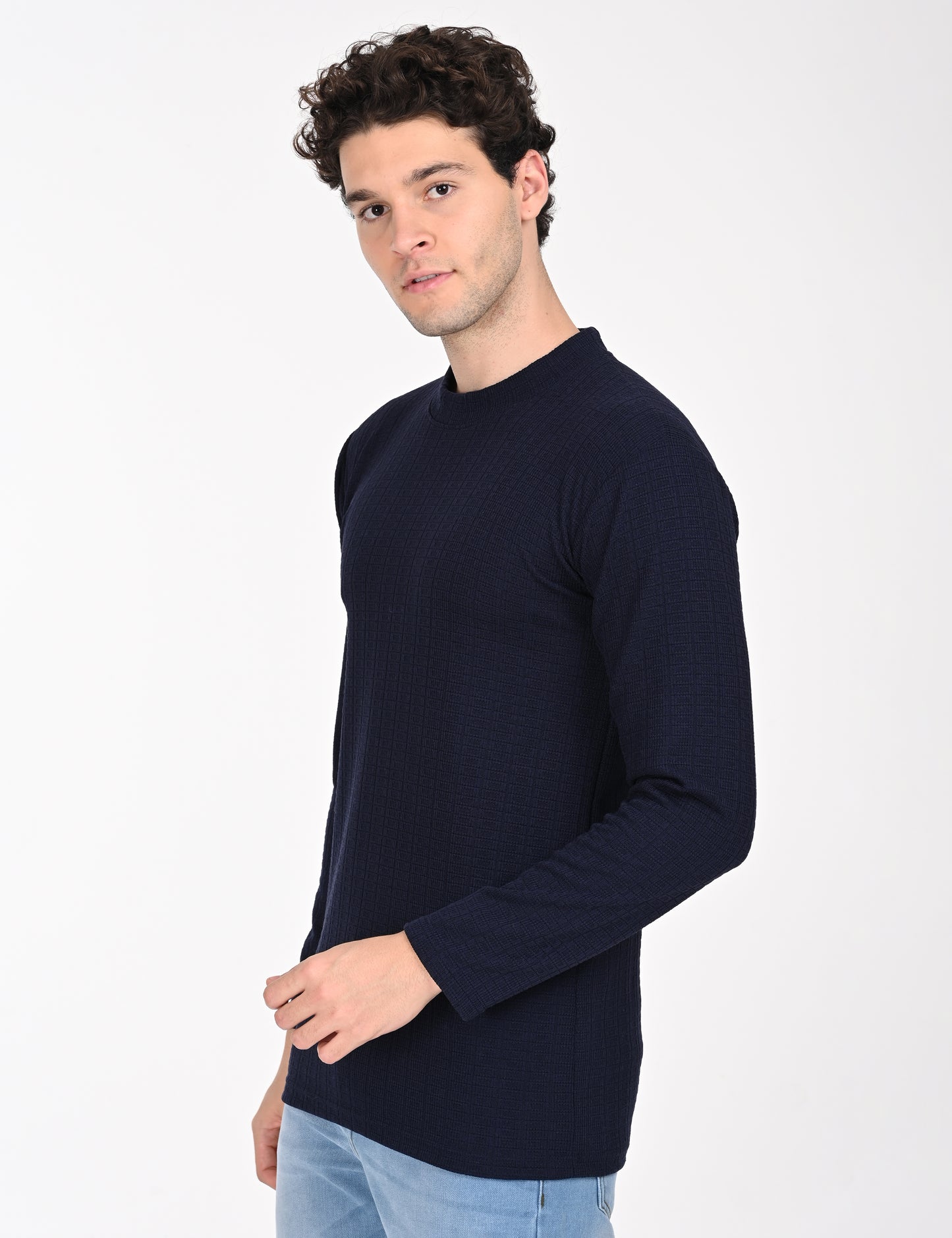 Imported Blue Full Sleeve Crew Neck T-shirt