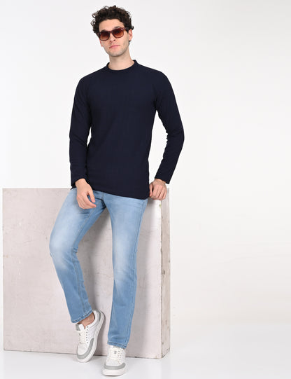 Imported Blue Full Sleeve Crew Neck T-shirt