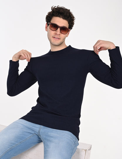 Imported Blue Full Sleeve Crew Neck T-shirt