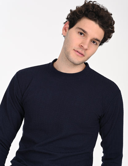 Imported Blue Full Sleeve Crew Neck T-shirt