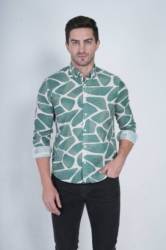 Linen Blend Green Shirt