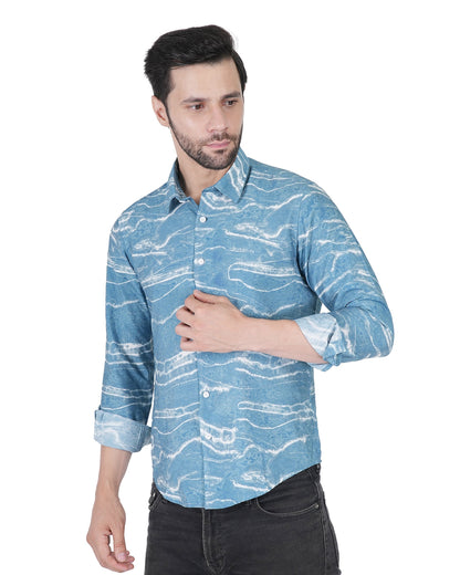 Blue Sonic Waves Casual Shirt